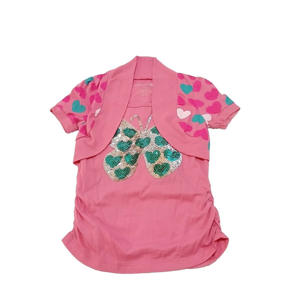 One Step Up Toddler Girl's Short Sleeve Sequin Shrug Top (Size 4) Pink - NWOT!! - Picture 4 of 6